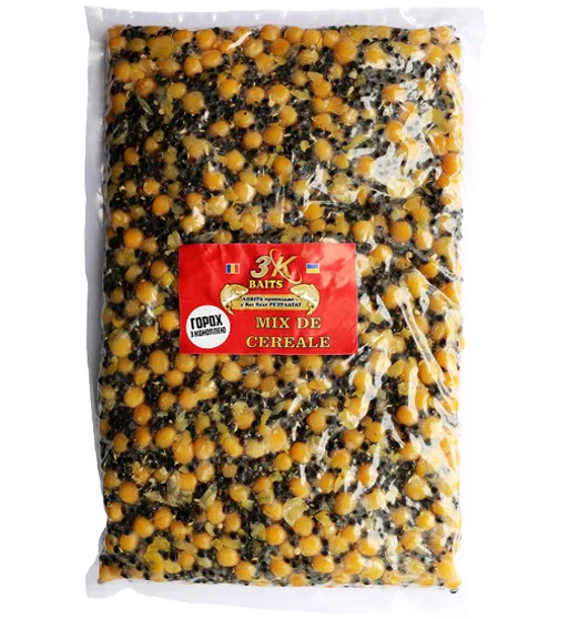 Прикормка 3KBaits Зерновой микс горох конопля 0.8kg