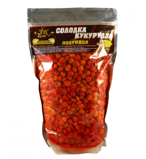 Прикормка 3KBaits Сладкая кукуруза клубника 0.8kg