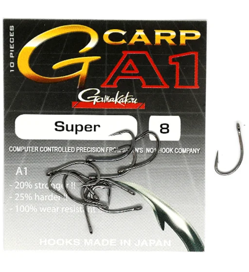 Гачки одинарні Gamakatsu G-Carp A-1 Super Black №8 10pc