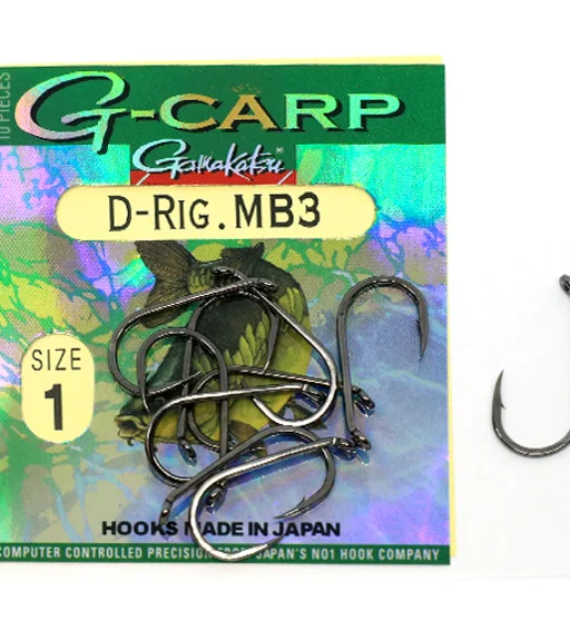 Крючки одинарные Gamakatsu G-Carp D-Rig MB3 Black №1 10pc