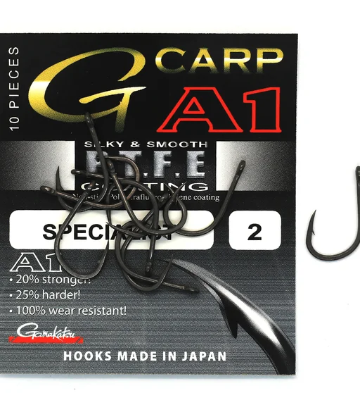 Гачки одинарні Gamakatsu A1 G-Carp Specialist P.T.F.E. coating Grey №2 10pc
