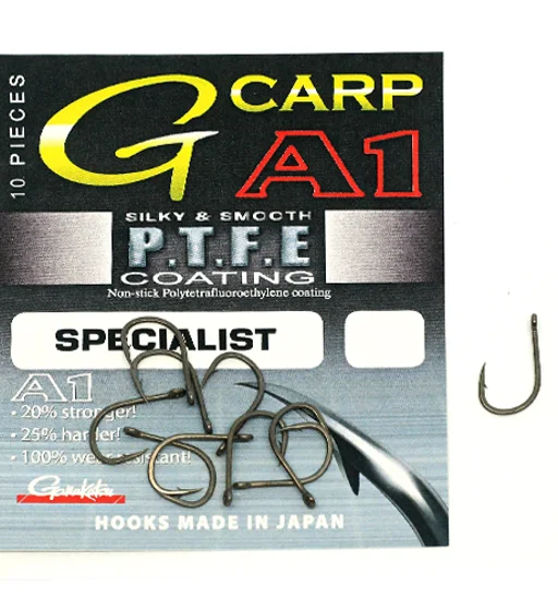 Крючки одинарные Gamakatsu A1 G-Carp Specialist P.T.F.E. coating Grey №8 10pc