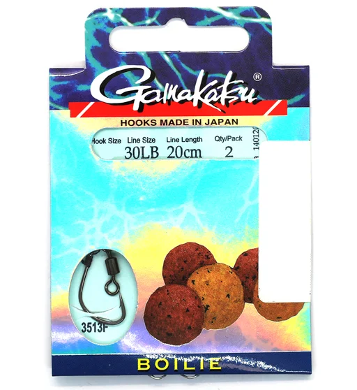 Гачки з повідцем Gamakatsu BKS-3513F Boilie 20cm Black №1 0.3mm 2pc