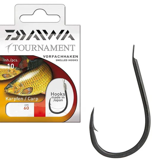 Гачок с повідцем Daiwa Tournament Carp Black №6 0.25mm 60cm 10pcs
