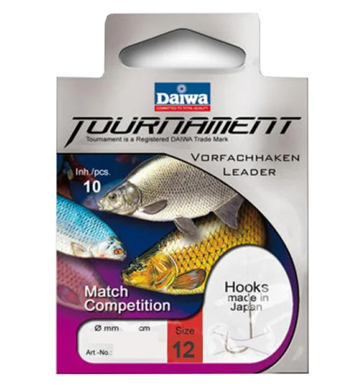 Гачки с повідцем Daiwa Tournament Competition Silver №12 0.14mm 40cm 10pcs