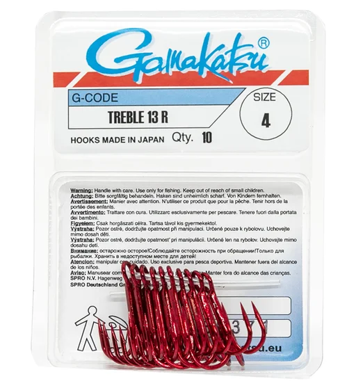Трійник Gamakatsu Treble 13R Red №4 10pc