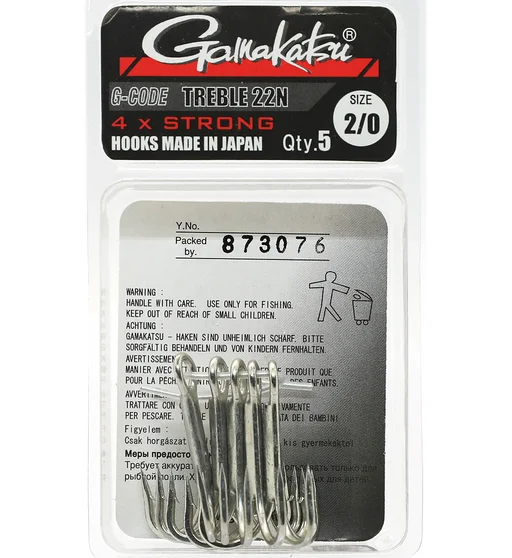 Трійник Gamakatsu Treble 22 4x Strong Nickel №2/0 5pc