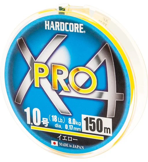 Шнур Duel Hardcore X4 PRO 150m Yellow 8.0kg 0.17mm #1.0