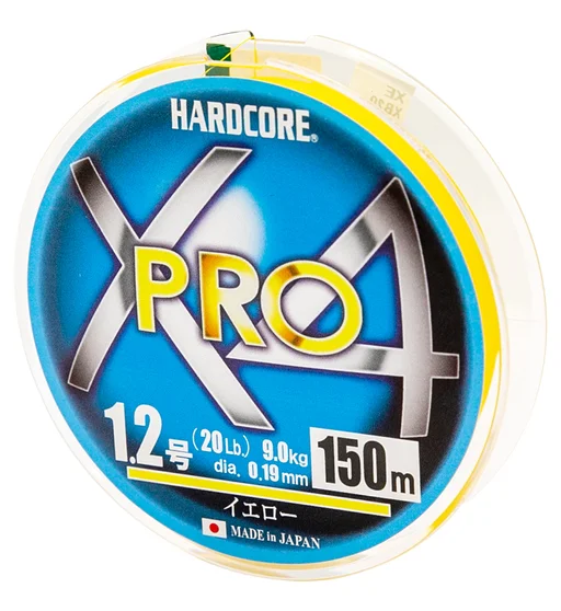 Шнур Duel Hardcore X4 PRO 150m Yellow 9.0kg 0.19mm #1.2