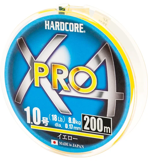 Шнур Duel Hardcore X4 PRO 200m Yellow 8.0kg 0.17mm #1.0