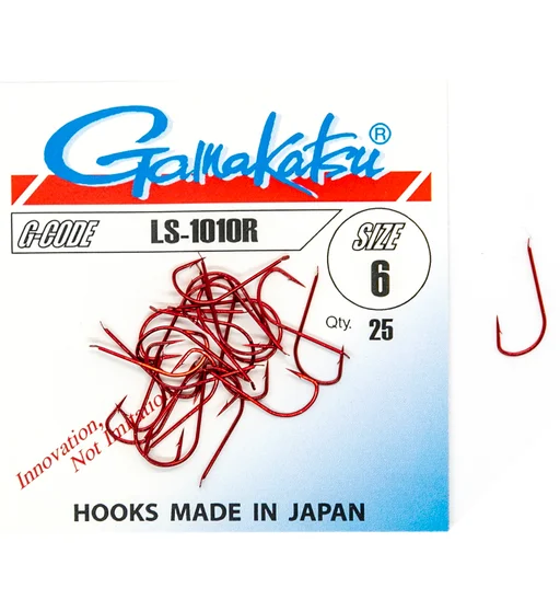 Крючки одинарные Gamakatsu LS-1010R Red №6 25pc
