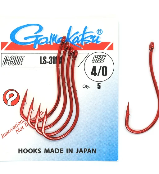 Крючки одинарные Gamakatsu LS-3113R Red №4/0 5pc