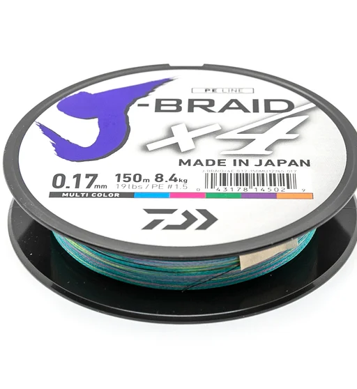 Шнур Daiwa J-Braid X4E 150m Multi Color 8.4kg 0.17mm #1.5