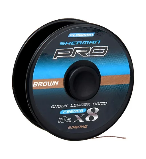 Шоклідер Sherman Pro Х8 Shock Leader Braid Sinking Brown 0.14mm 9kg 10m