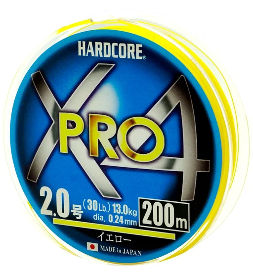 Шнур Duel Hardcore X4 PRO 200m Yellow 13.0kg 0.24mm #2.0
