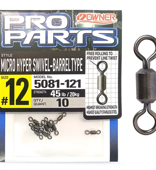 Вертлюг Owner Micro Hyper Swivel Barrel Type №12 20.4kg 10pc Black nickel