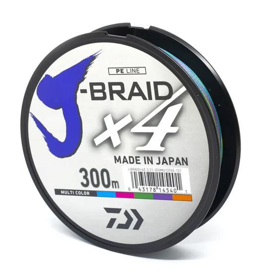 Шнур Daiwa J-Braid X4E 300m Multi Color 14.4kg 0.25mm #3.0