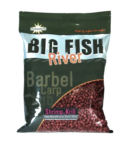Пеллетс Dynamite Baits Big Fish River Pellets Shrimp & Krill 4mm 6mm 8mm 1.8kg