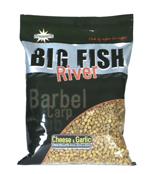 Пеллетс Dynamite Baits Big Fish River Pellets Cheese & Garlic 4 6 8mm 5 x 1.8kg