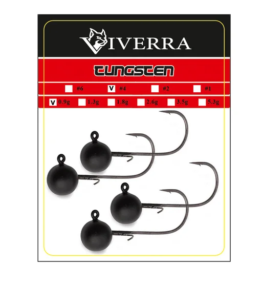 Джигголівка вольфрам Viverra 0,9g #4 Black (4шт)