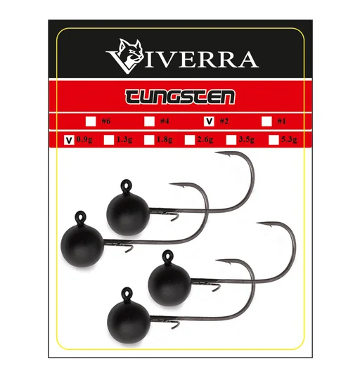 Джигголівка вольфрам Viverra 0,9g #6 Black (4шт)