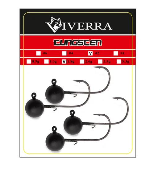 Джигголівка вольфрам Viverra 1,8g #2 Black (4шт)