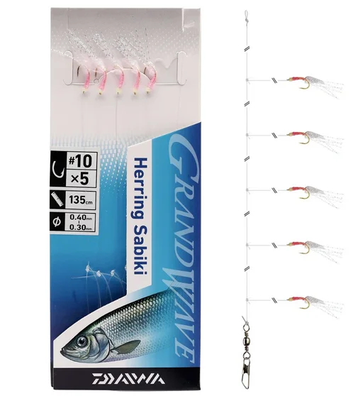 Оснастка Daiwa Grand Wave Herring Rig 135cm 0.3/0.4mm #10 Pink Glow