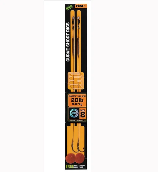 Крючок с поводком Fox Edges Curve Short Camotex Semi Stiff Rigs 20lb #8 2pcs