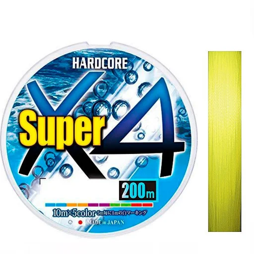 Шнур Duel Hardcore Super X4 200m Hi-Vis Yellow 8.0kg 0.17mm #1.0
