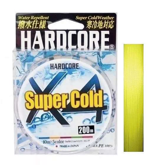 Шнур Duel Hardcore Super Cold X4 200m Hi-Vis Yellow 10.0kg 0.21mm #1.5