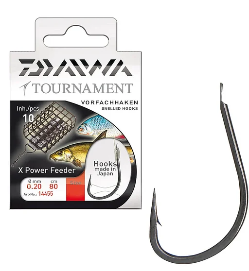 Гачок с повідцем Daiwa Tournament Feeder Black №8 0.20mm 80cm 10pcs
