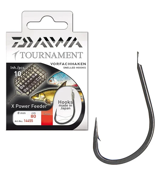 Гачки з повідцем Daiwa Tournament Feeder Black №10 0.18mm 80cm 10pcs