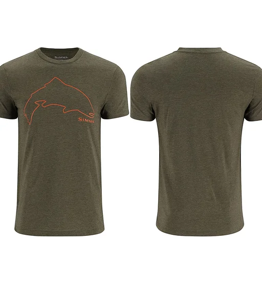 Футболка Simms Trout Outline T-Shirt Loden Heather L