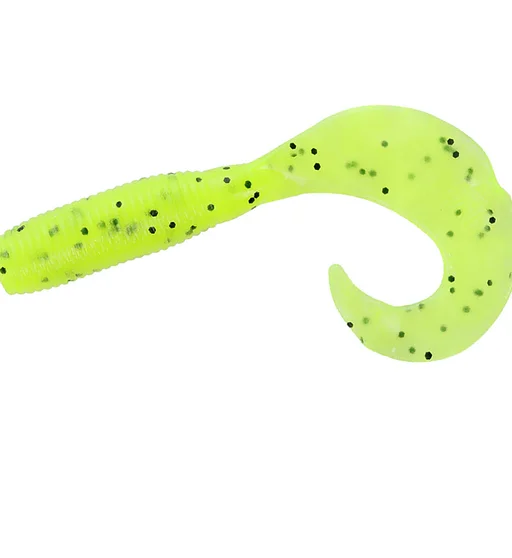 Силікон Gary Yamamoto Single Tail Grub 5" 20pc #Chartreuse With Large Black
