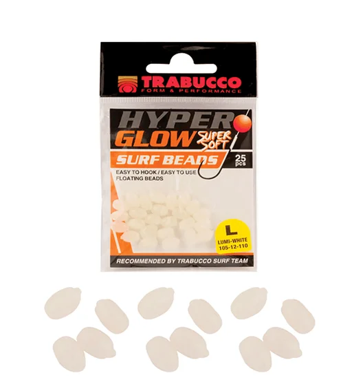 Стопор овальний Trabucco Hyper-Glow Surf Beads Lumi-White L 25pc
