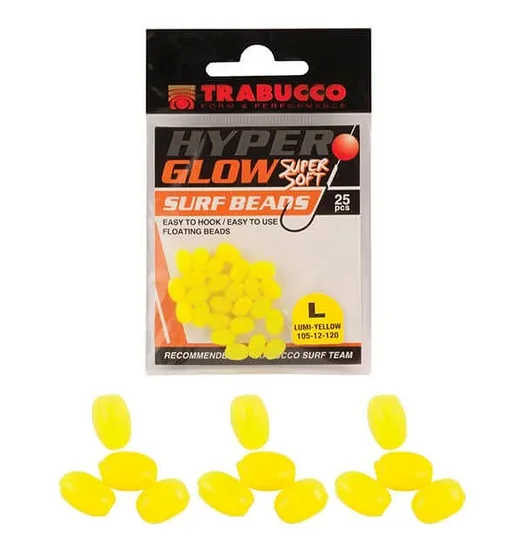 Стопор овальний Trabucco Hyper-Glow Surf Beads Lumi-Yellow L 25pc