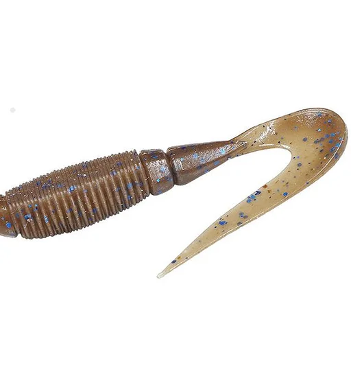Силикон Jackall Rhythm Grub 2.4" 5pcs #Dark Cinnamon/Blue Flake