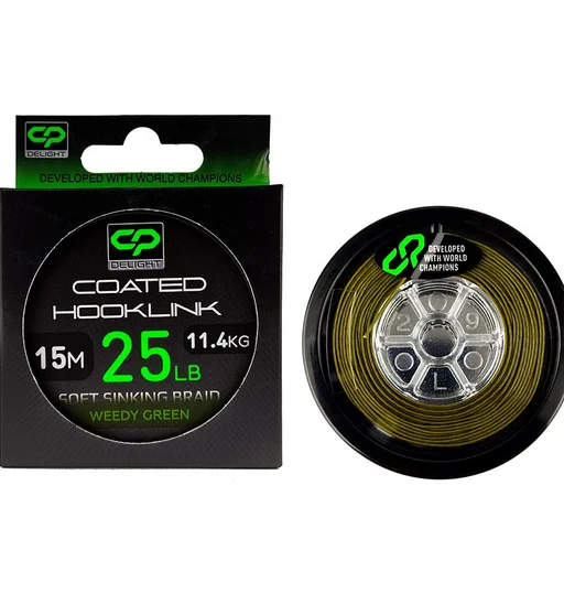Поводковый материал в оболочке Carp Pro Deligth Sinking Hooklink Weedy Green 25lb 15m