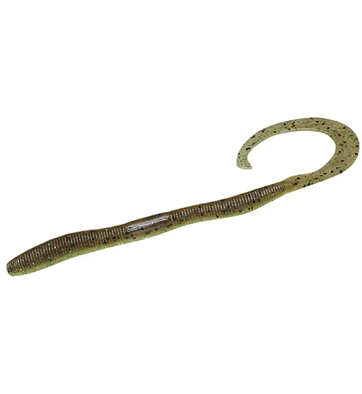 Силикон Jackall Flick Curly 3.8" 9pcs #Green Pumpkin/Light Chart
