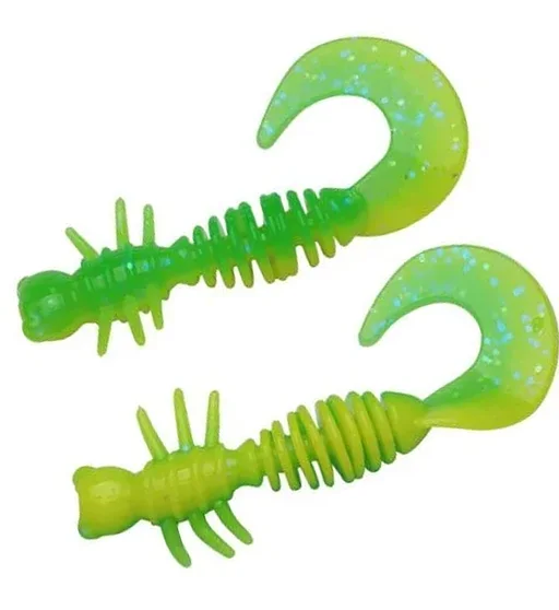 Cилікон Berkley PowerBait Power Curly 55mm 10pcs #Sprng Grn/Snsne Ylw