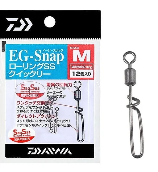 Вертлюжок с застежкой Daiwa Eg-Snap M Rolling Swivel SS Quickly