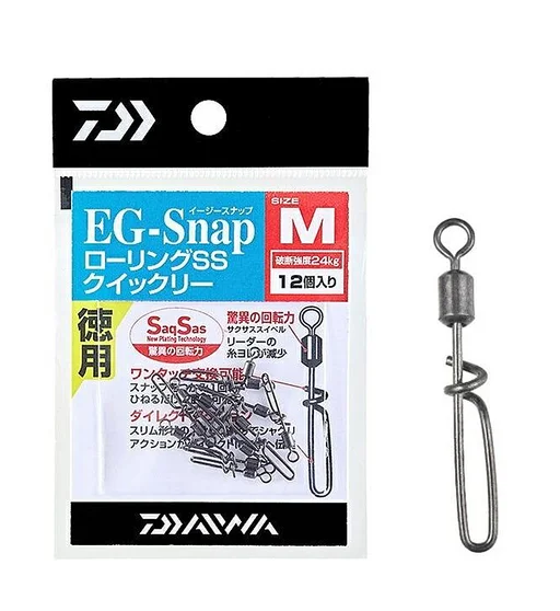 Вертлюжок с застежкой Daiwa Eg-Snap M Rolling Swivel SS Quickly Toku