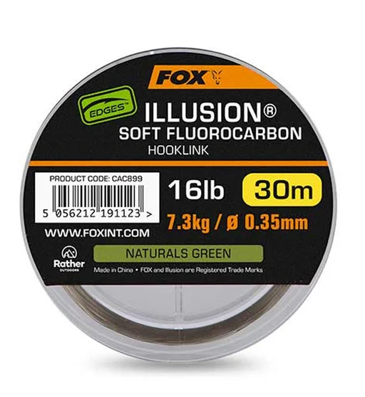 Поводочный материал Fox Edges Illusion Soft Fluorocarbon Hooklink 30m 7.3kg/16lb Naturals Green
