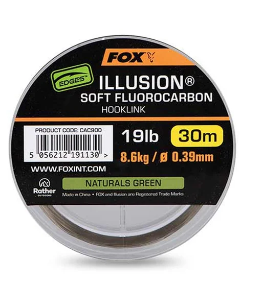 Поводочный материал Fox Edges Illusion Soft Fluorocarbon Hooklink 30m 8.6kg/19lb Naturals Green