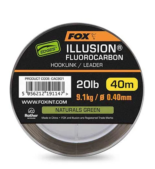 Поводочный материал Fox Edges Illusion Soft Fluorocarbon Hooklink 40m 9.1kg/20lb Naturals Green