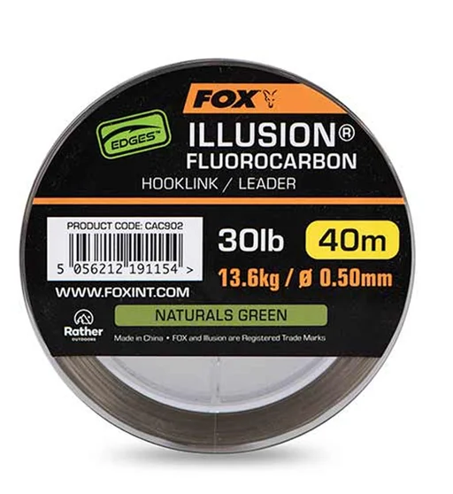 Поводочный материал Fox Edges Illusion Soft Fluorocarbon Hooklink 40m 13.6kg/30lb Naturals Green