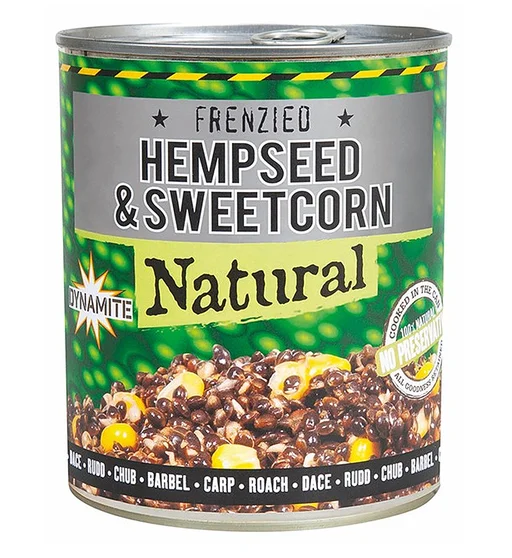 Зернова суміш Dynamite Baits Frenzied Hempseed & Sweetcorn Can 700g