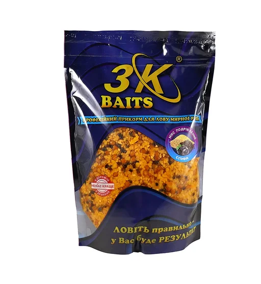 Прикормка 3KBaits Зерновой микс дробленый слива 1kg