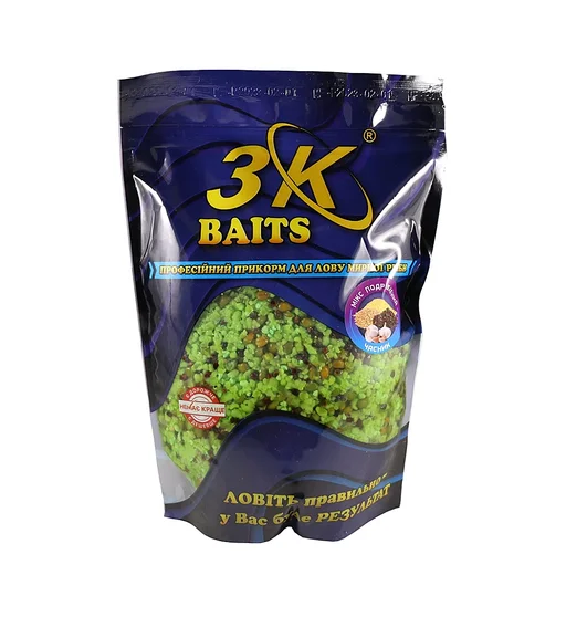 Прикормка 3KBaits Зерновой микс дробленый чеснок 1kg