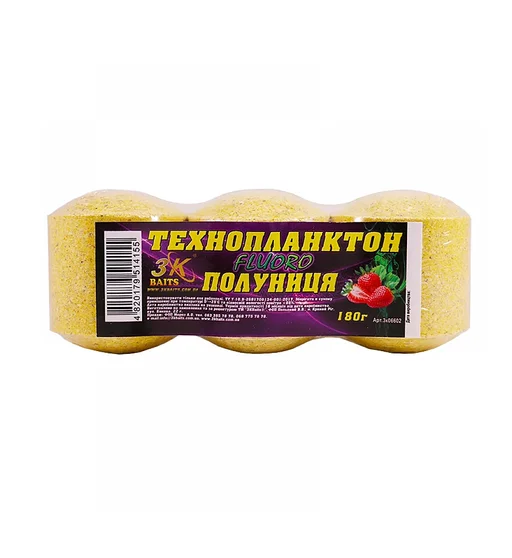 Технопланктон 3KBaits Fluoro полуниця 180g